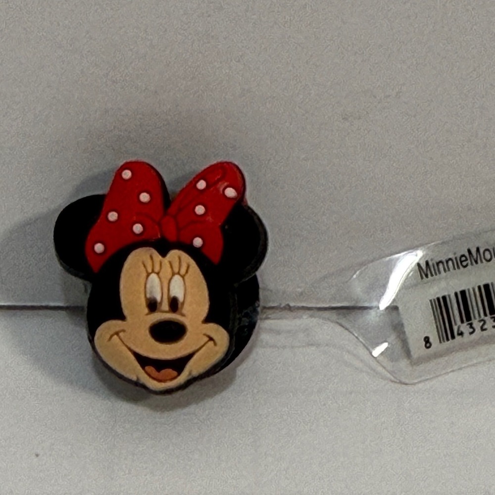 Crocs Jibbitz Disney Minnie Mouse Face Red Polka Dot Bow Shoe Charm New